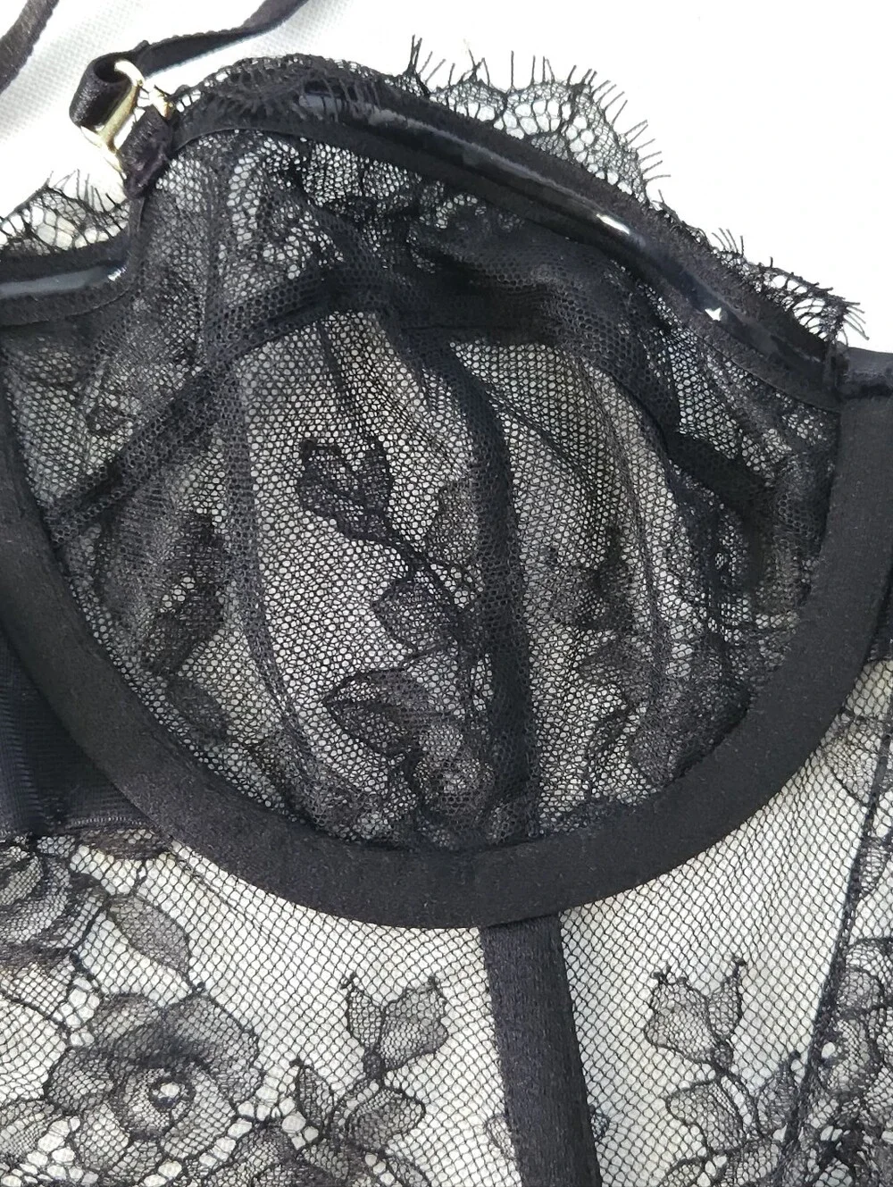 Victoria's Secret VS Archives Rose Lace Bustier Bra Top Black 32C Corsetcore